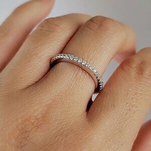 Women's 925 Sterling Silver Band Ring Wedding Stackable Anniversary Engagement